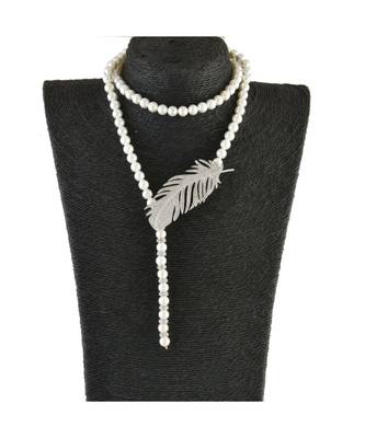 royal vintage look stylish white pearl diamond necklace 4