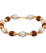 Rudraksha With Pearl Gold Plated Bracelet 