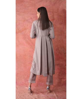 Show Shaa Brown Fabric manipulation Box pleate dress set 3