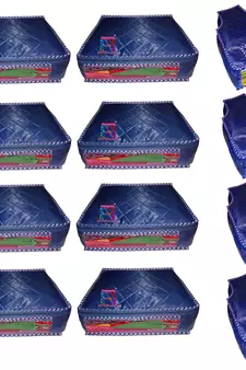 atorakushon   Parachute Combo Saree Cover and Blouse Cover Garments Wardrobe Organizer Set of 12 (Blue)