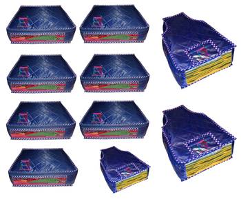 atorakushon   Parachute Combo Saree Cover and Blouse Cover Garments Wardrobe Organizer Set of 10 (Blue) 1