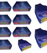 atorakushon   Parachute Combo Saree Cover and Blouse Cover Garments Wardrobe Organizer Set of 10 (Blue)