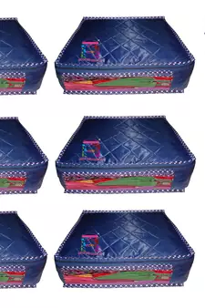 atorakushon   Parachute Combo Saree Cover and Blouse Cover Garments Wardrobe Organizer Set of 9 (Blue)