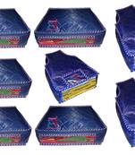 atorakushon   Parachute Combo Saree Cover and Blouse Cover Garments Wardrobe Organizer Set of 8 (Blue)