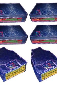 atorakushon   Parachute Combo Saree Cover and Blouse Cover Garments Wardrobe Organizer Set of 6 (Blue)