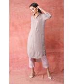 Show Shaa Brown Collar n side button set with pleated pants