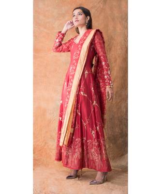Show Shaa red Tiny Birds Anarkali Set 1