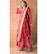Show Shaa red Tiny Birds Anarkali Set