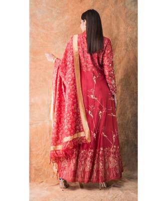 Show Shaa red Tiny Birds Anarkali Set 4