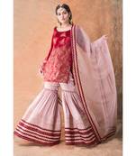 Show Shaa Dusty Rose Chevron Garara Set With Bell Sleeves