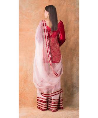 Show Shaa Dusty Rose Chevron Garara Set With Bell Sleeves 2