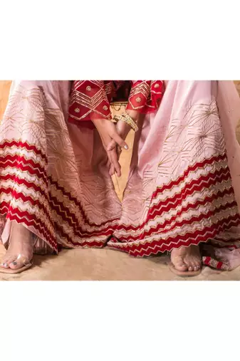Show Shaa Dusty Rose Chevron Garara Set With Bell Sleeves