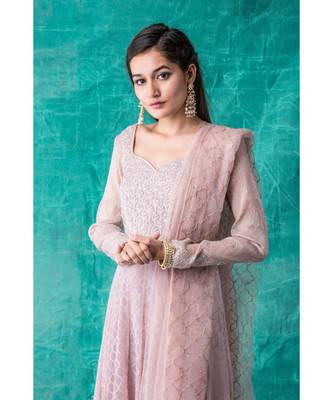Show Shaa Uncomplicate Yourself Moroccan khirki Crushed Organza Anarkali Set 4