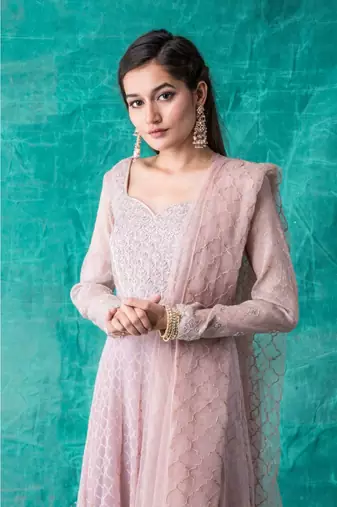 Show Shaa Uncomplicate Yourself Moroccan khirki Crushed Organza Anarkali Set