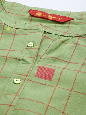 Green woven cotton ethnic-kurtis 2