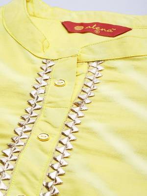 Yellow printed cotton ethnic-kurtis 2