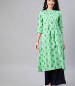 Green printed cotton ethnic-kurtis