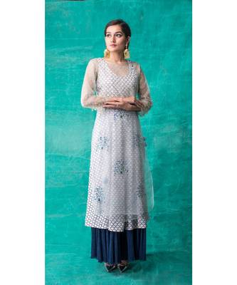 Show Shaa Blue Floral Embroided Angrakha And morocon Anarkali 1