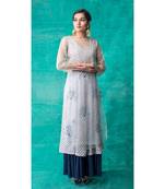 Show Shaa Blue Floral Embroided Angrakha And morocon Anarkali