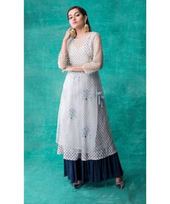 Show Shaa Blue Floral Embroided Angrakha And morocon Anarkali 2