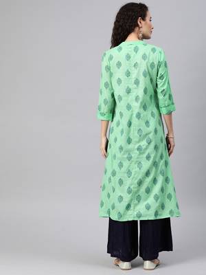 Green printed cotton ethnic-kurtis 3
