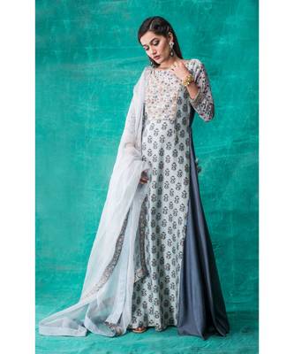 Show Shaa Floral Blue Side Panel Angrakha 2