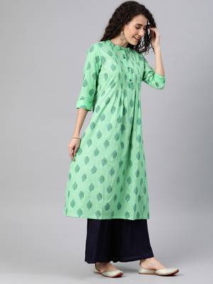 Green printed cotton ethnic-kurtis 4
