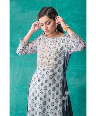 Show Shaa Floral Blue Side Panel Angrakha 4