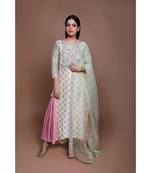 Show Shaa FLORAL Lemon yellow SIDE PANEL ANGRAKHA SET