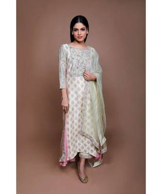 Show Shaa FLORAL Lemon yellow SIDE PANEL ANGRAKHA SET 2