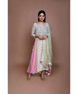Show Shaa FLORAL Lemon yellow SIDE PANEL ANGRAKHA SET 3