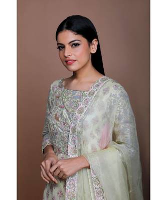 Show Shaa FLORAL Lemon yellow SIDE PANEL ANGRAKHA SET 5