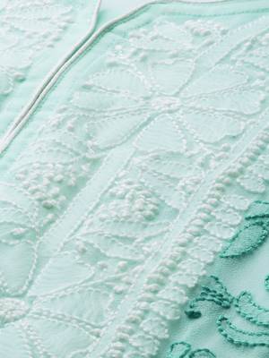 Ada Handmade Sea Green Georgette Lucknowi Chikankari Indian Women Kurta with Slip - A218667 3