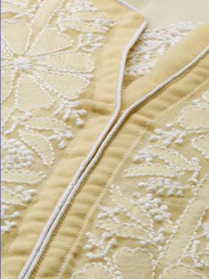 Hand Embroidered Fawn Georgette Lucknowi Chikankari Indian Women Kurta With Slip 3