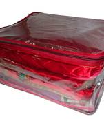 atorakushon   Net Transparent Saree Cover Garments Storage Bags Wardrobe Organizer Pack of 1 (Maroon)
