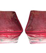 atorakushon   Net Transparent Saree Cover Garments Storage Bags Wardrobe Organizer Pack of 2 (Maroon)