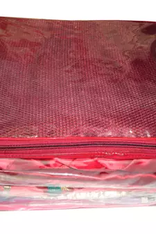 atorakushon   Net Transparent Saree Cover Garments Storage Bags Wardrobe Organizer Pack of 2 (Maroon)