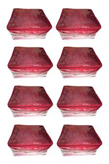 atorakushon   Net Transparent Saree Cover Garments Storage Bags Wardrobe Organizer Pack of 8 (Maroon)
