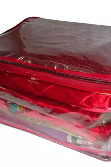 atorakushon   Net Transparent Saree Cover Garments Storage Bags Wardrobe Organizer Pack of 8 (Maroon)