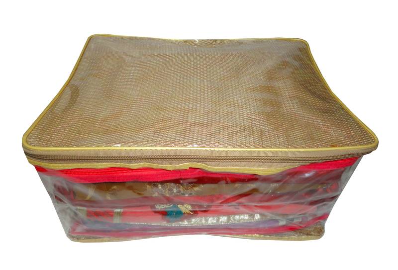 atorakushon   Net Transparent Saree Cover Garments Storage Bags Wardrobe Organizer Pack of 1  (Gold)