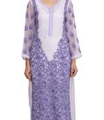 Mauve Embroidered Georgette Chikankari Kurti