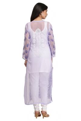 Mauve Embroidered Georgette Chikankari Kurti 2