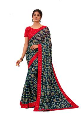 Designer party wear beautiful Heavy  border work saree 1