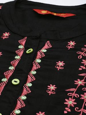 Black embroidered rayon ethnic-kurtis 2