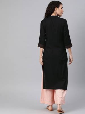 Black embroidered rayon ethnic-kurtis 3