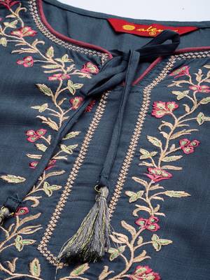 Light-blue embroidered rayon ethnic-kurtis 2