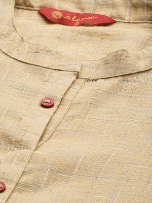 Beige woven cotton ethnic-kurtis 2