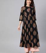 Black printed rayon ethnic-kurtis