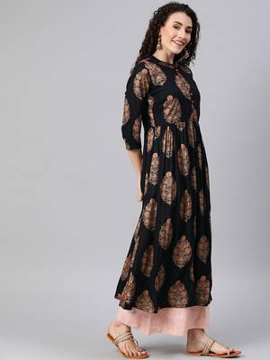 Black printed rayon ethnic-kurtis 4