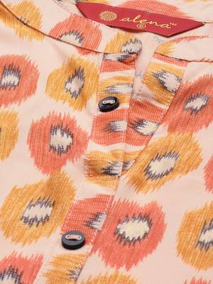 Orange printed rayon ethnic-kurtis 2
